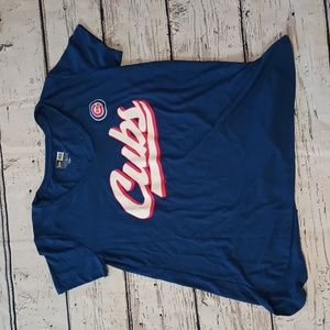 New Era Women's Cubs Sparkle Logo Blue White Red T Shirt S